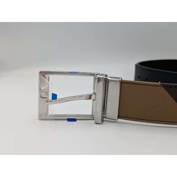 Burberry MB Louis35 Check Reversible Canvas Leather Belt Taupe Brown 90cm 808457 - Picture 6 of 12